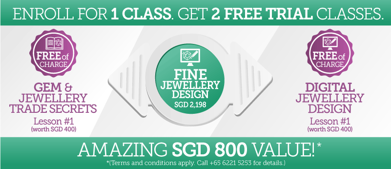 Fine jewellery design training in Singapore with Gemmology Gem and Jewellery Trade Secrets lesson and Digital Jewellery in CAD Fine jewellery design training in Singapore with Gemmology lesson and Digital Jewellery in CAD