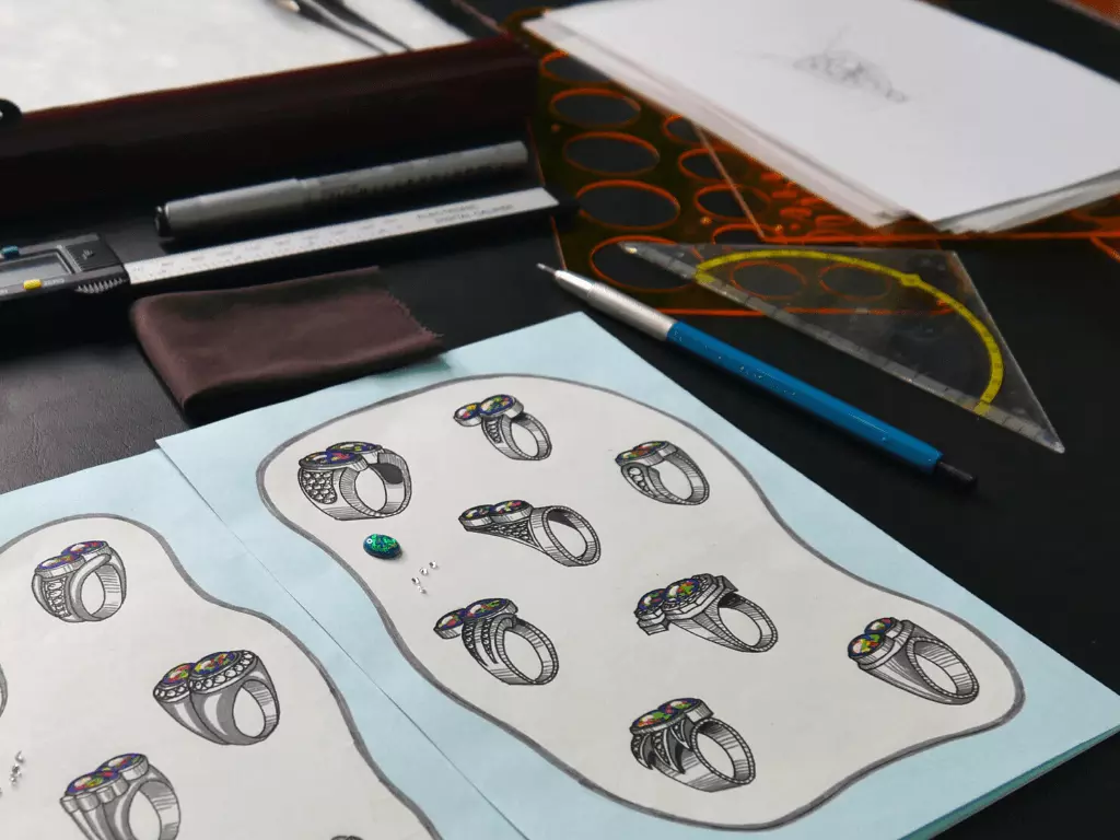 Sketches of classical jewellery designs