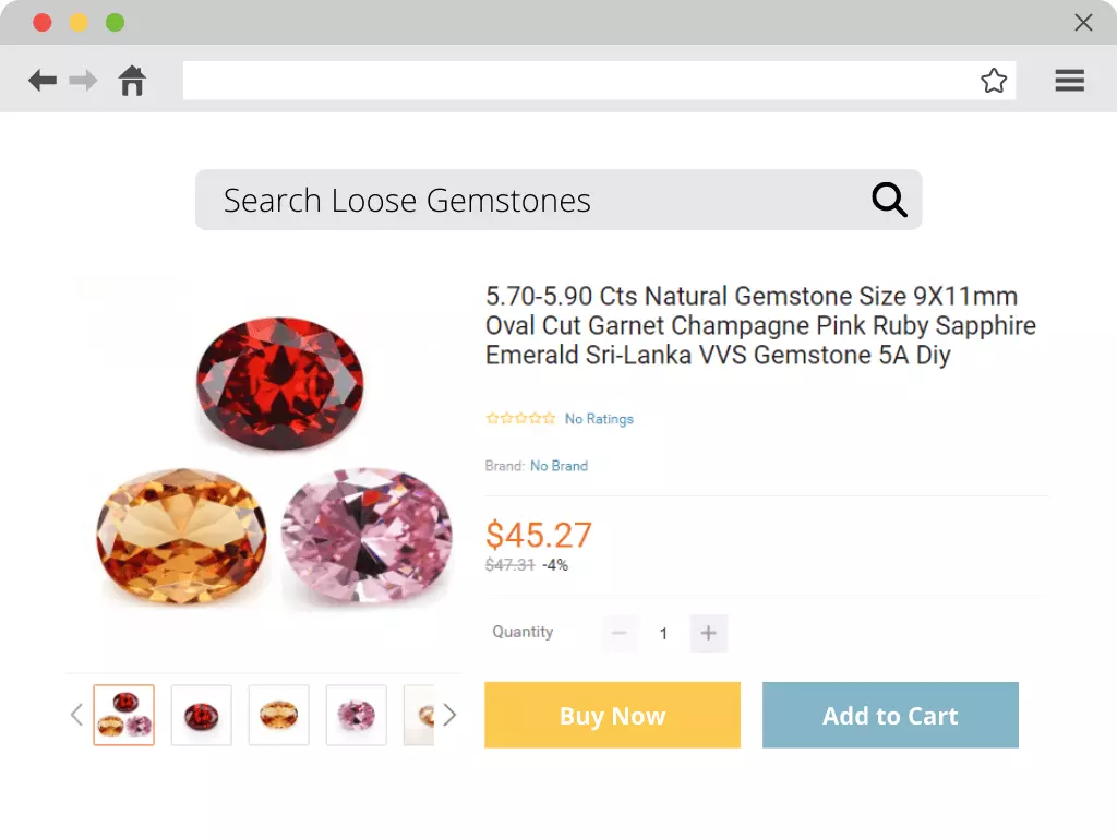 Example of a listing of loose gemstones on an online marketplace